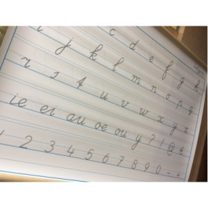 Vintage schoolplaat met letters en cijfers