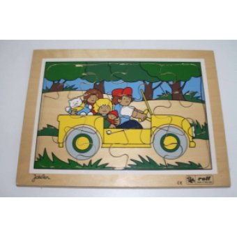 Vintage puzzel met auto 