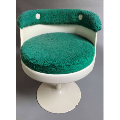 Vintage stoel Futura met groene bekleding en trompetvoet Vintage stoel Futura met groene bekleding en trompetvoet